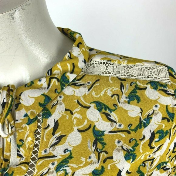 Anthropologie Maeve Rabbit Blouse Top Bunny Print - Picture 6 of 12